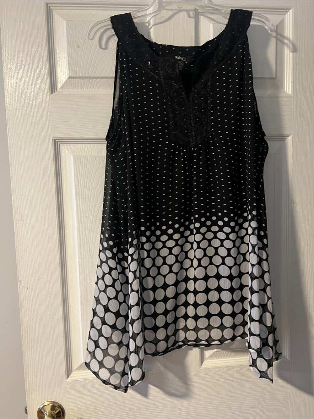 Style & Co. Black and White Polka Dot Sleeveless Tank